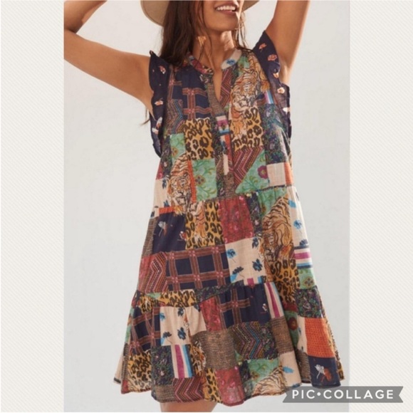 Anthropologie Dresses & Skirts - :Price Firm: Anthropologie Pilcro Patchwork Tiger Mini Dress